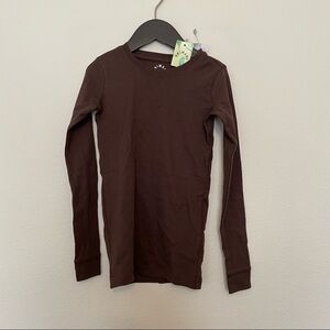 NWT primary organic long sleeve pj top chocolate sz.8-9